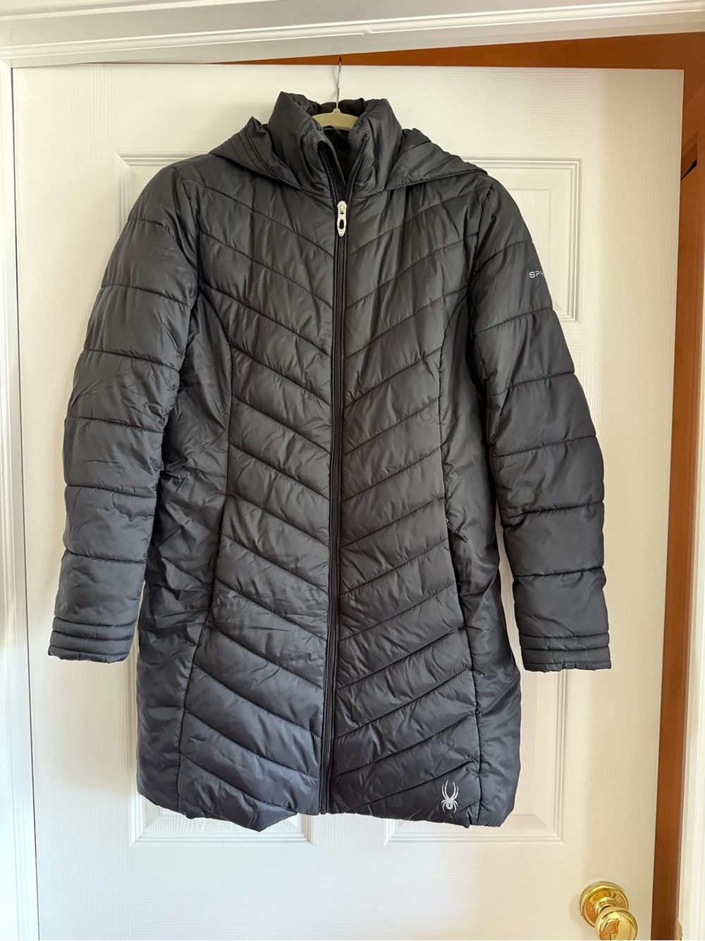 Spyder Women's Black Hooded Quilted Puffer Coat Size Small